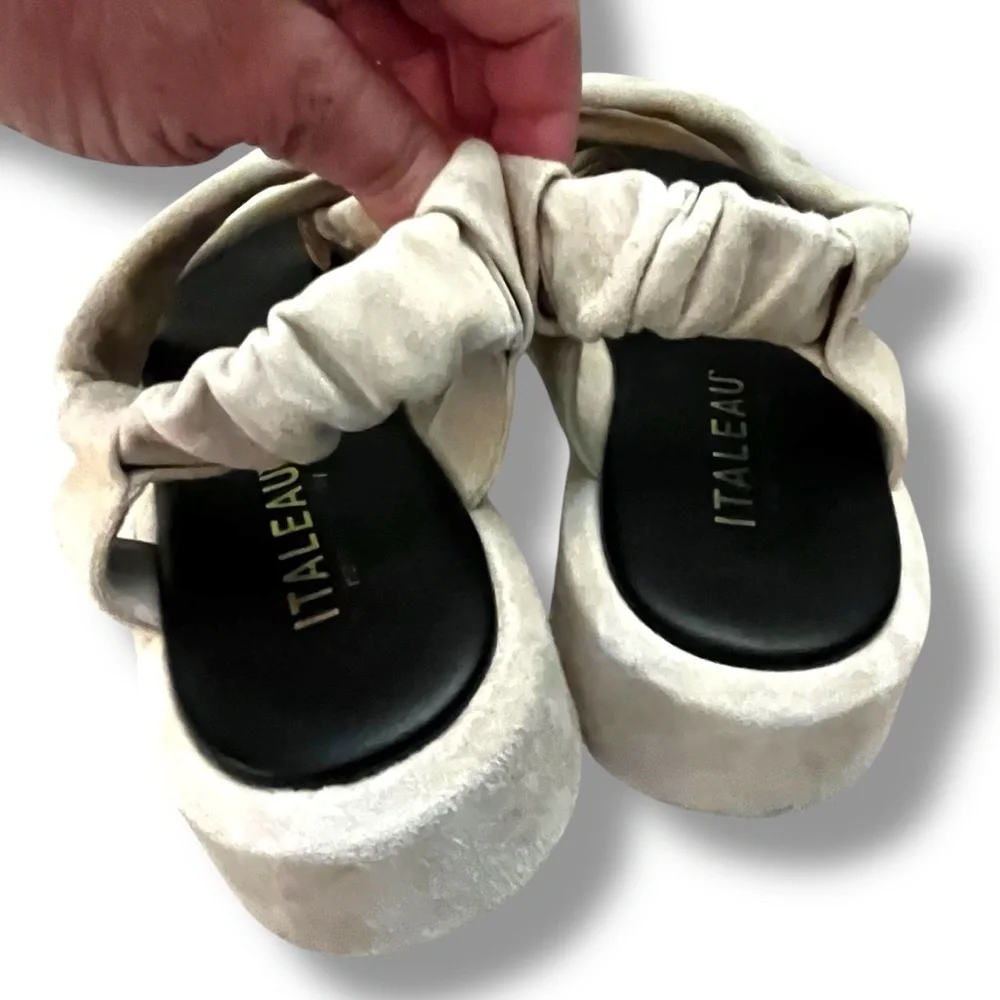 Italeau Zanita Sandals Suede Slingback Flatform Strappy Slip on Size EU38.5/US 8